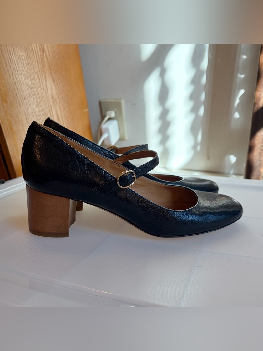 ISABEL MARANT ÉTOILE Louanne Black Leather Wood Block Mary Jane Heels Size 38 - Picture 8 of 15